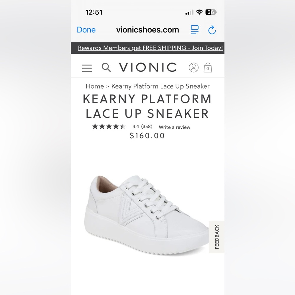NWT. 9W Wide. Vionic Kearny Platform Lace Up Sneaker - White